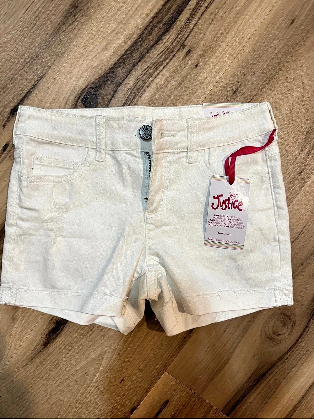 Justice Classic Short Denim Shorts in White Girls 14 Slim NWT